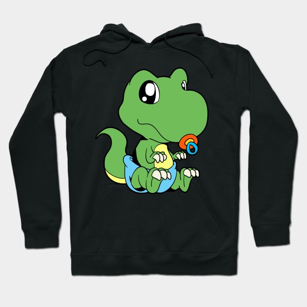 Kawaii Baby Dinosaur Hoodie by Modern Medieval Design